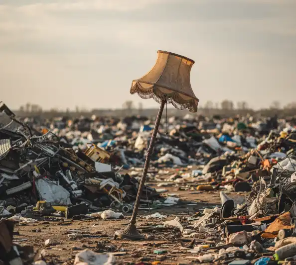 Stará lampa na smetisku – opustená, ale stále viditeľná, symbol starých vecí, ktoré majú dušu.